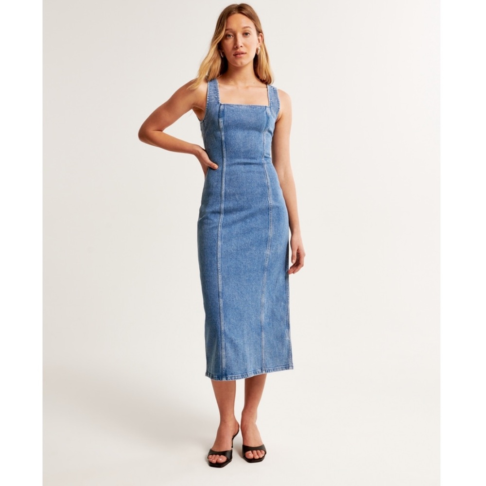 NWT Abercrombie Denim column midi Dress M